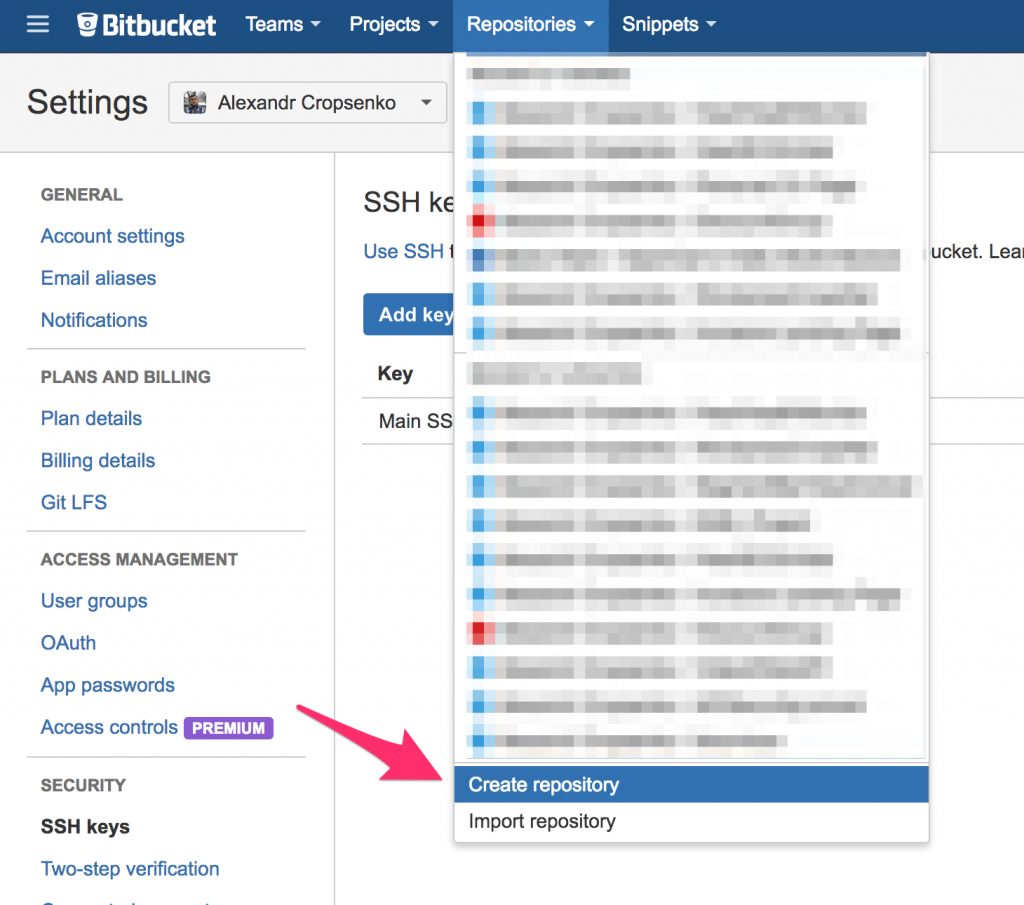 how to set up bitbucket access for git