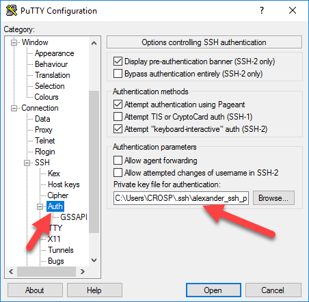 Putty configuration