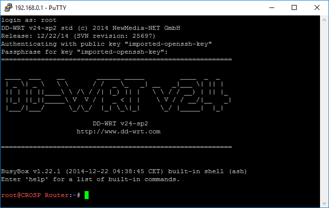 DD-WRT Putty SSH