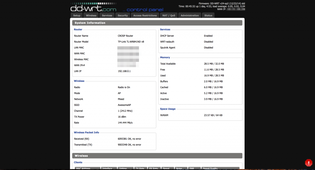 The DD-WRT WEB UI